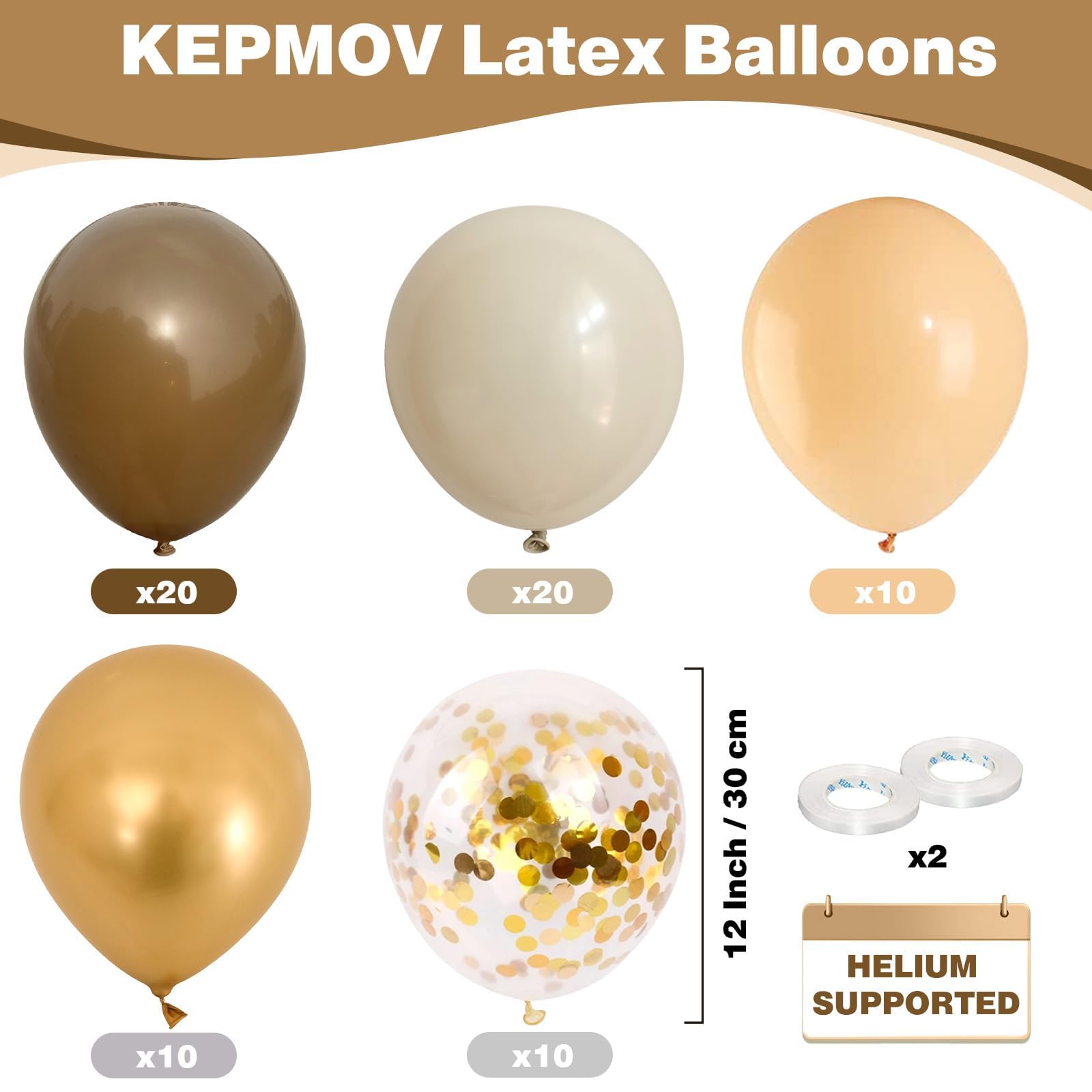 KEPMOV sand-white 12-inch balloons create elegant neutral tones for weddings and baby showers