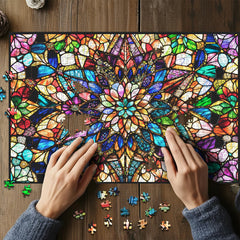 Kepovin puzzle back letters aid navigation while preserving the floral design.