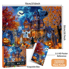 Kepovin Halloween Night puzzle includes bats under a moonlit sky for relaxing play