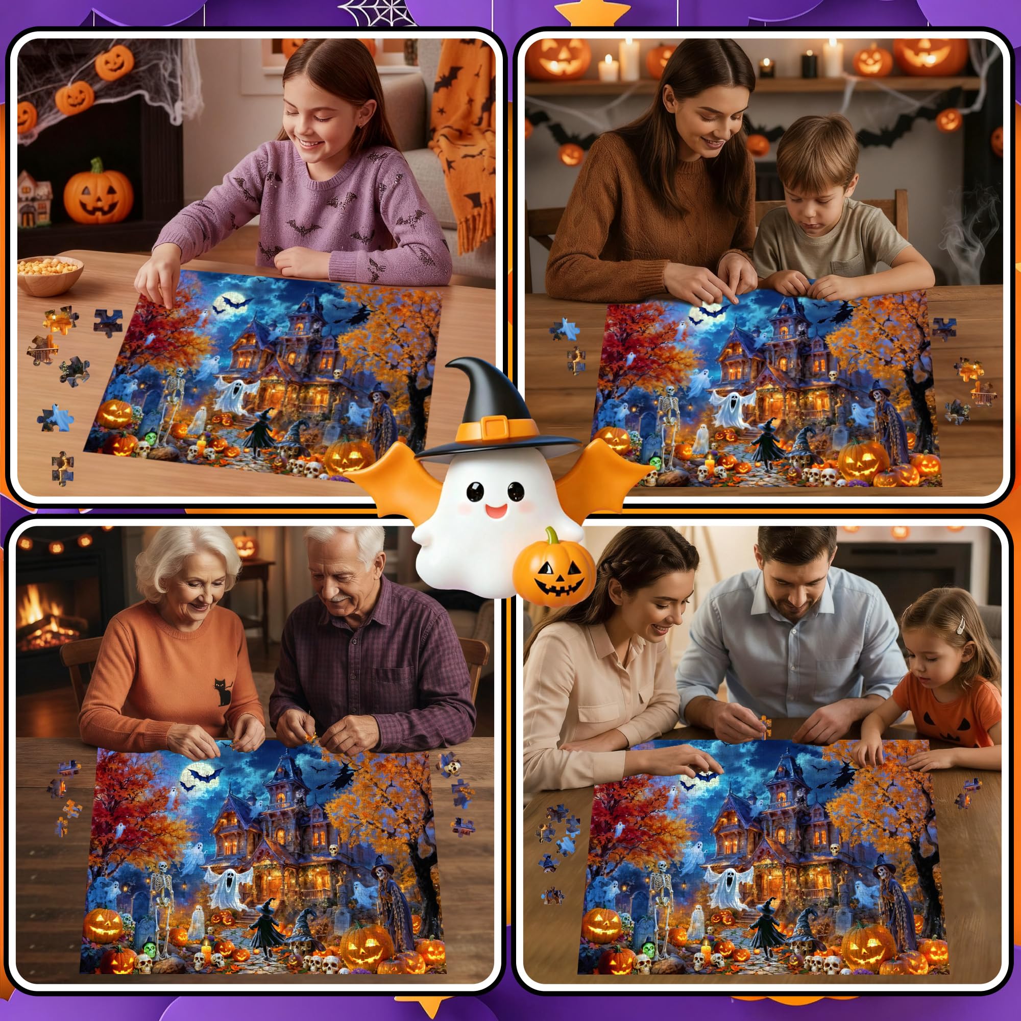 Kepovin Halloween Night puzzle with a witch for social gatherings and brain-teasing fun