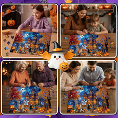 Kepovin Halloween Night puzzle with a witch for social gatherings and brain-teasing fun