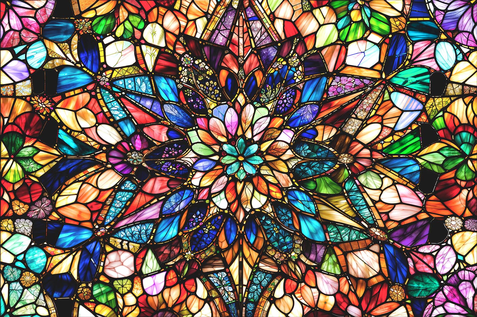 Kepovin 1000-piece stained-glass flowers puzzle with precise interlocking for adults.