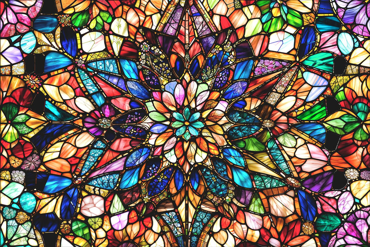 Kepovin 1000-piece stained-glass flowers puzzle with precise interlocking for adults.