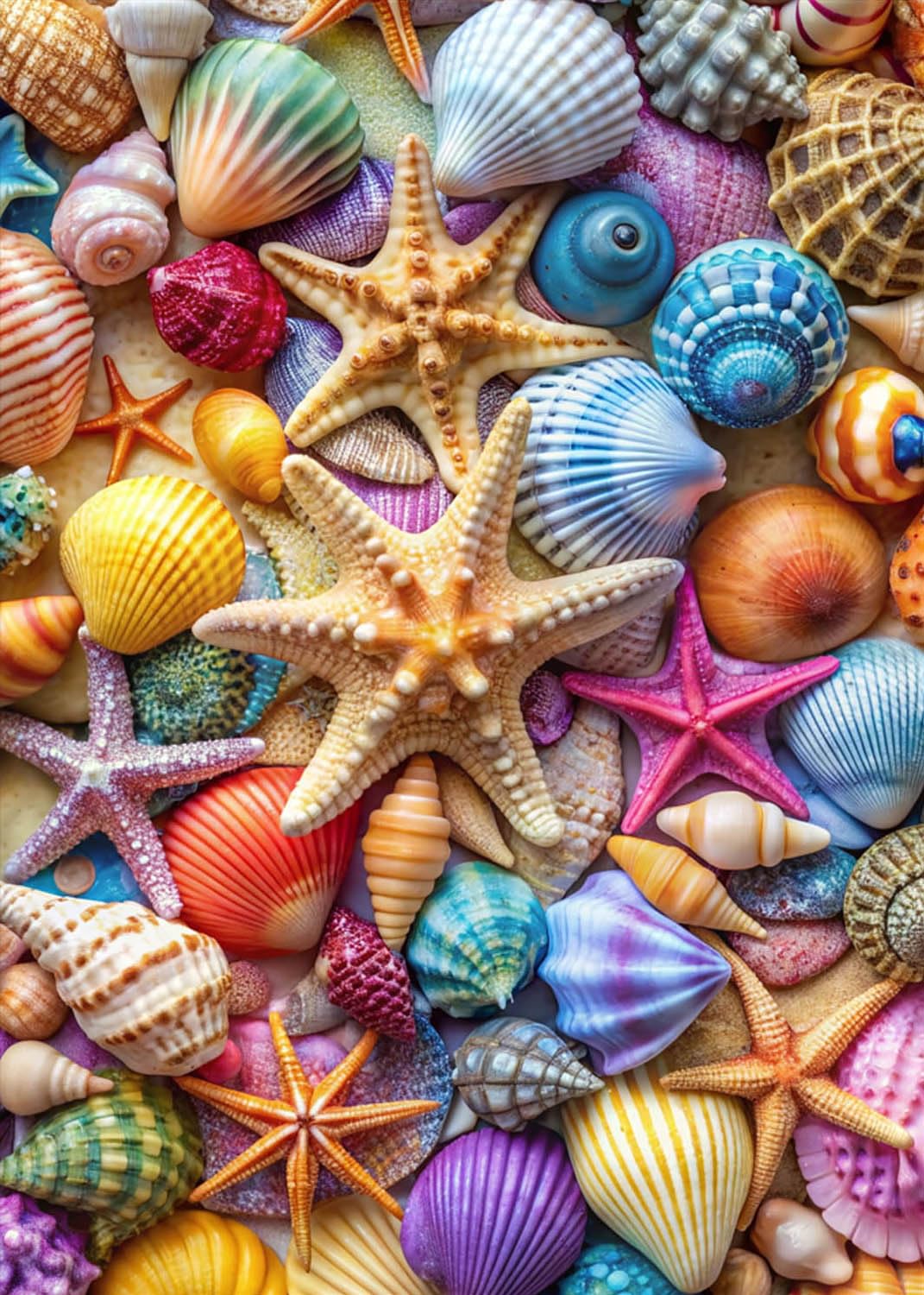 Kepovin seashell starfish puzzle 1000-piece artwork for a vibrant seaside challenge.
