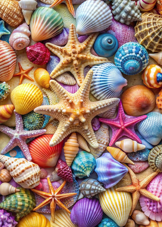Kepovin seashell starfish puzzle 1000-piece artwork for a vibrant seaside challenge.