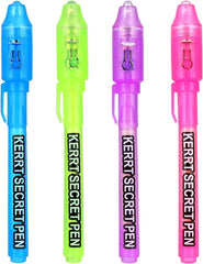 KERRT Invisible Ink Pen close-up with UV light revealing hidden message