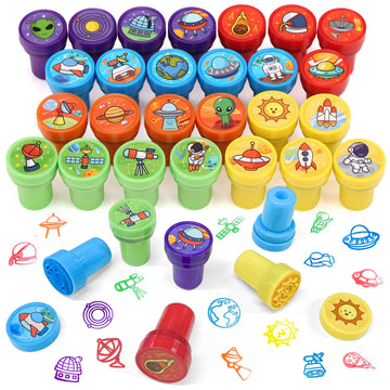 Kesote Space Stamps set showing planets and rockets for creative space crafts
