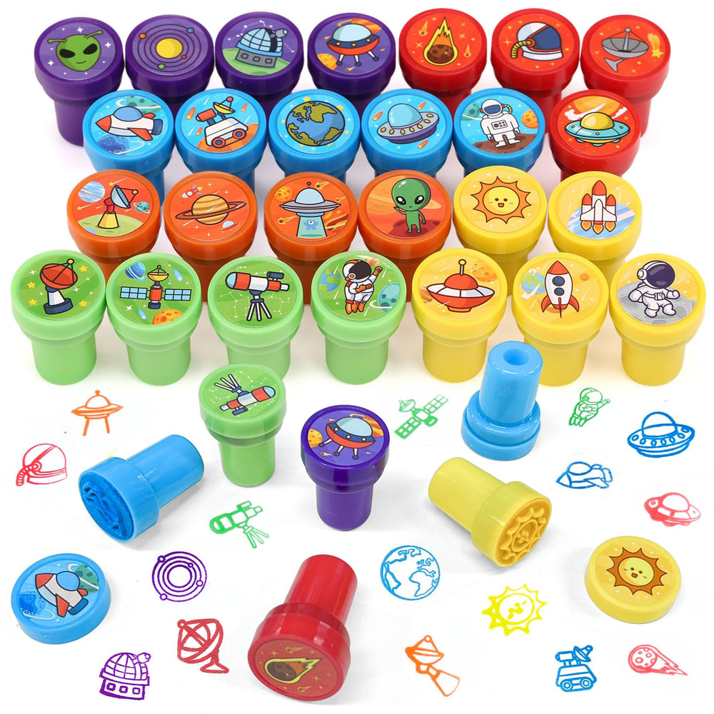 Kesote Space Stamps set showing planets and rockets for creative space crafts
