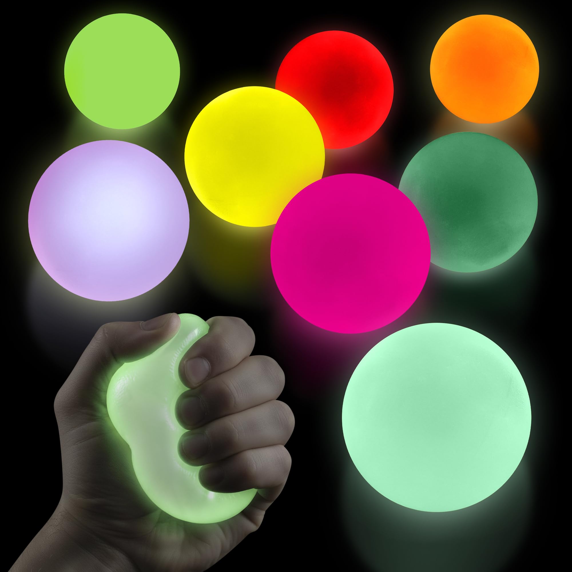KETAR glow-in-the-dark ball on wall, offers vivid neon visibility for tactile play.