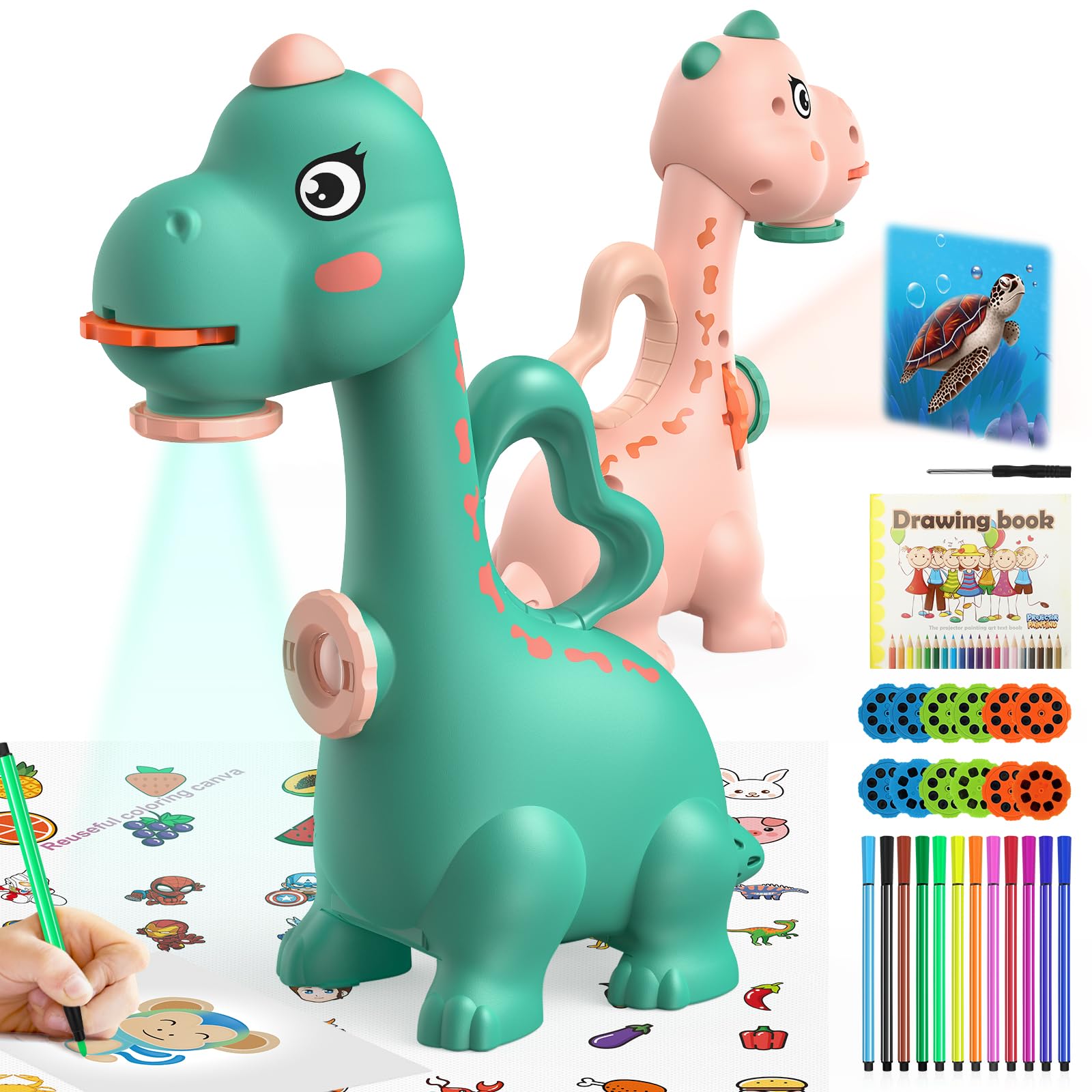 KETIEE dinosaur projector front head view for guided drawing sessions.