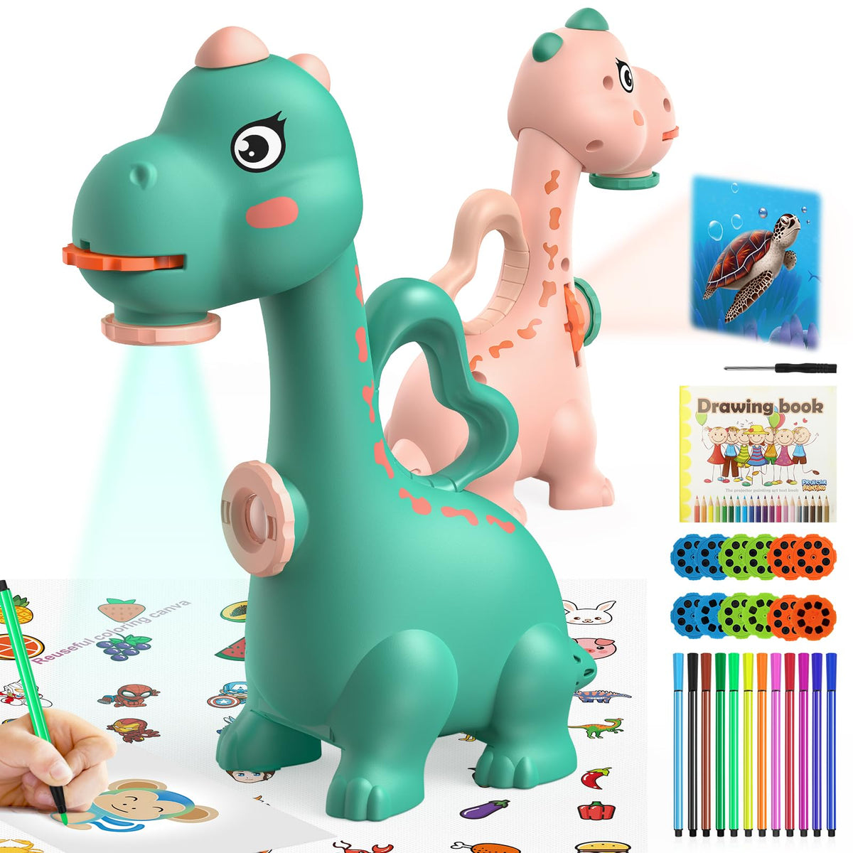 KETIEE dinosaur projector front head view for guided drawing sessions.