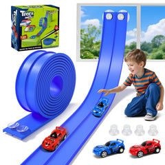 KETIEE Flex Tracks 16ft race track set on a table for fast tabletop racing play