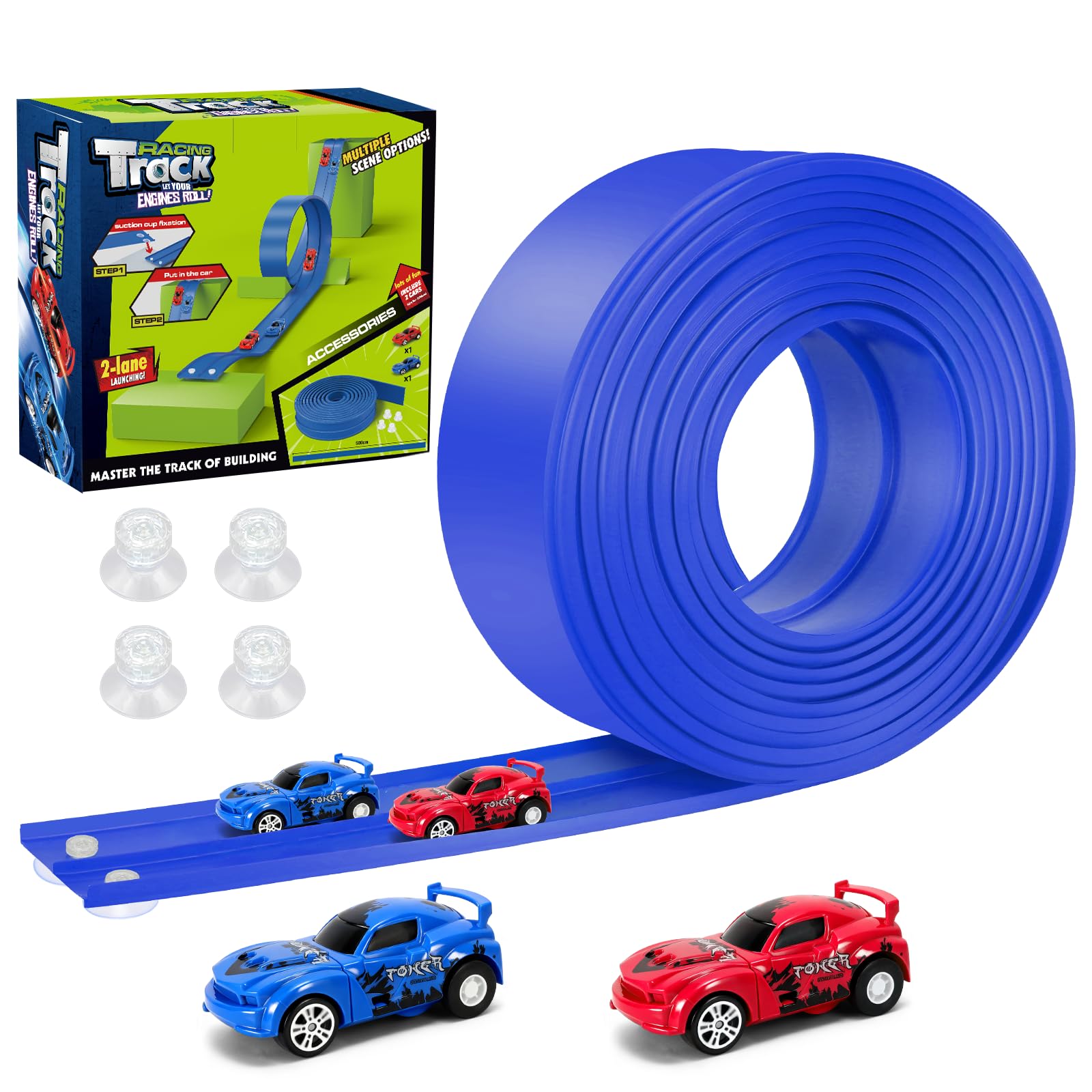 KETIEE Flex Tracks 16ft set with two cars for indoor racing.