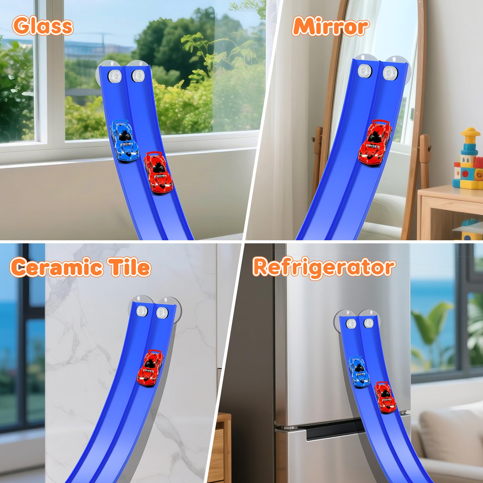 KETIEE Flex Tracks used indoors and outdoors for imaginative racing
