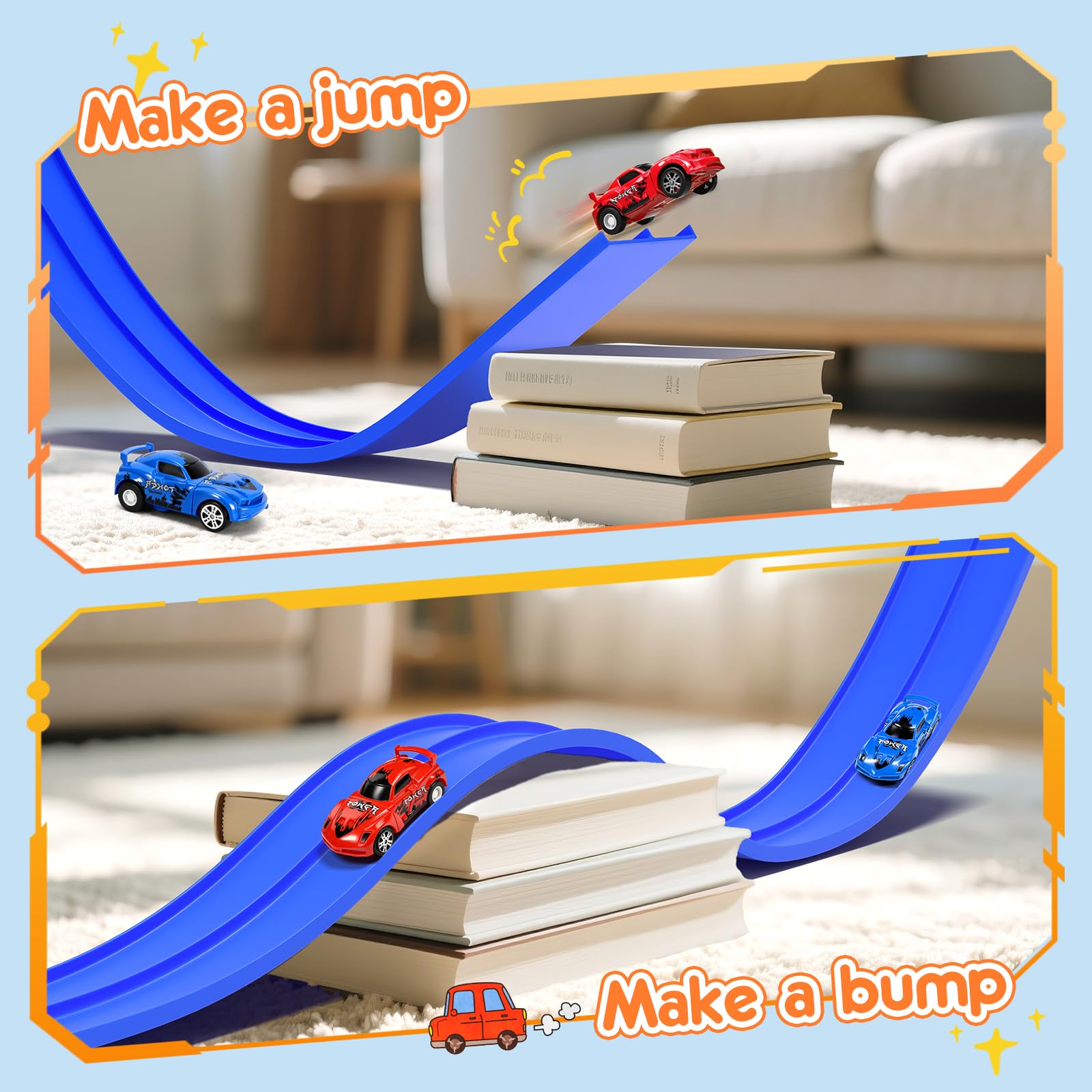 No-assembly setup of KETIEE Flex Tracks for quick playtime