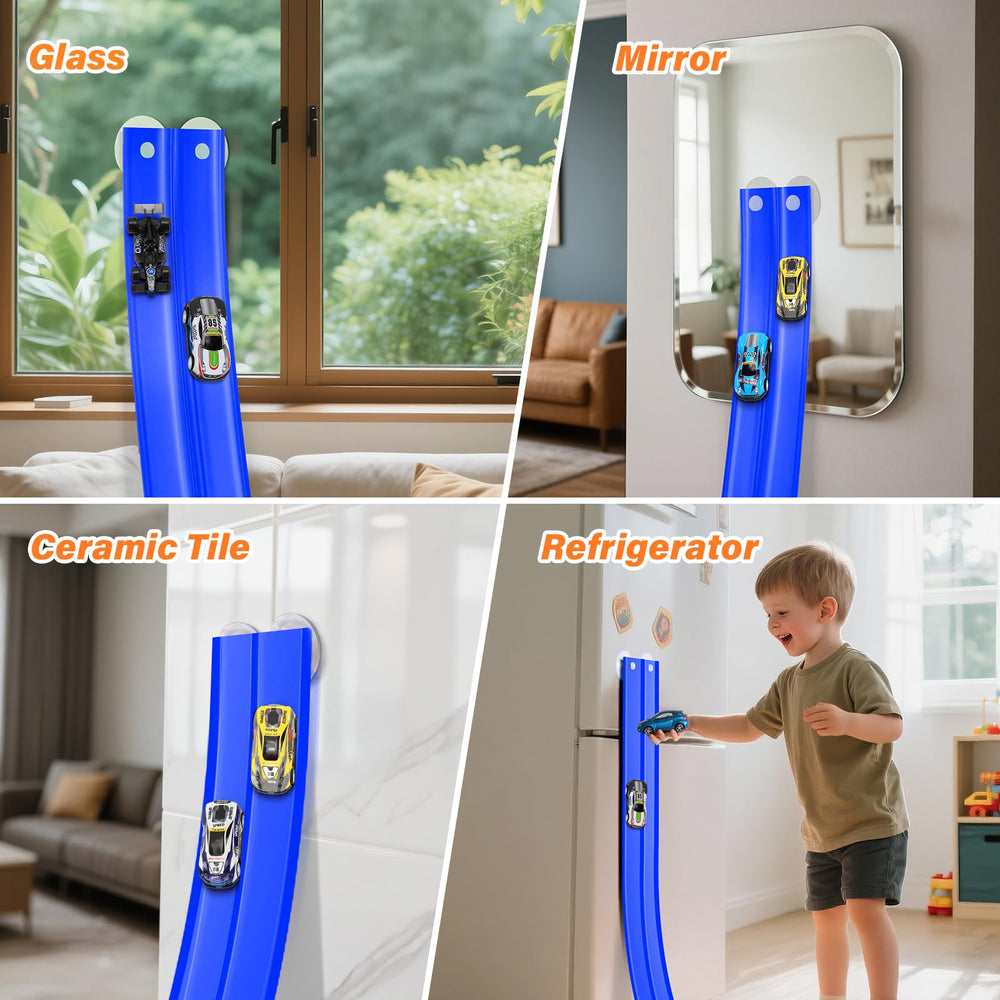 Suction cups gripping a window and door for versatile setup