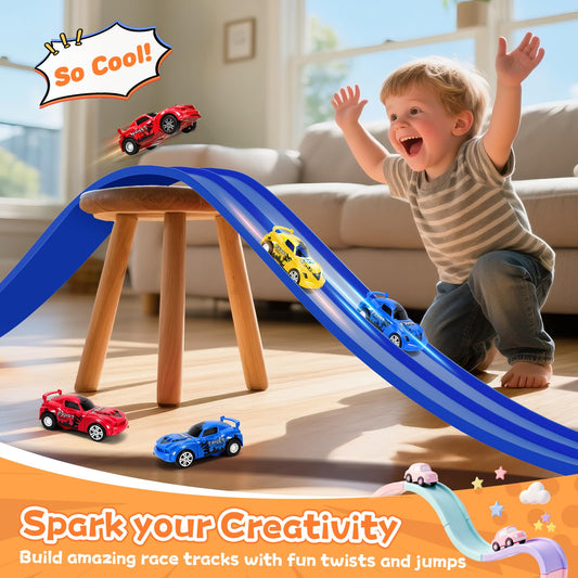 KETIEE Flex Tracks two cars in action on a smooth surface.