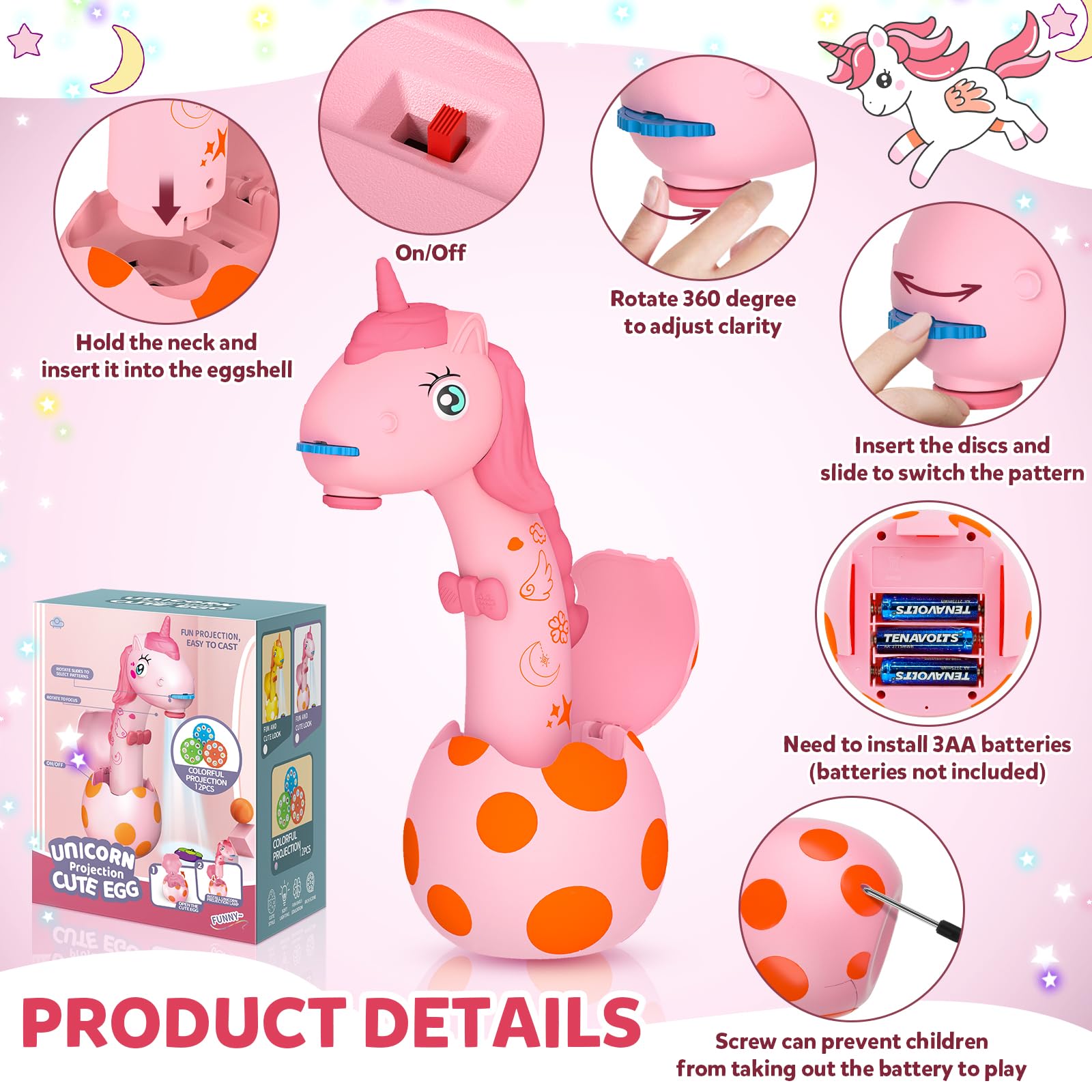 KETIEE Unicorn drawing kit with soft light and safe materials