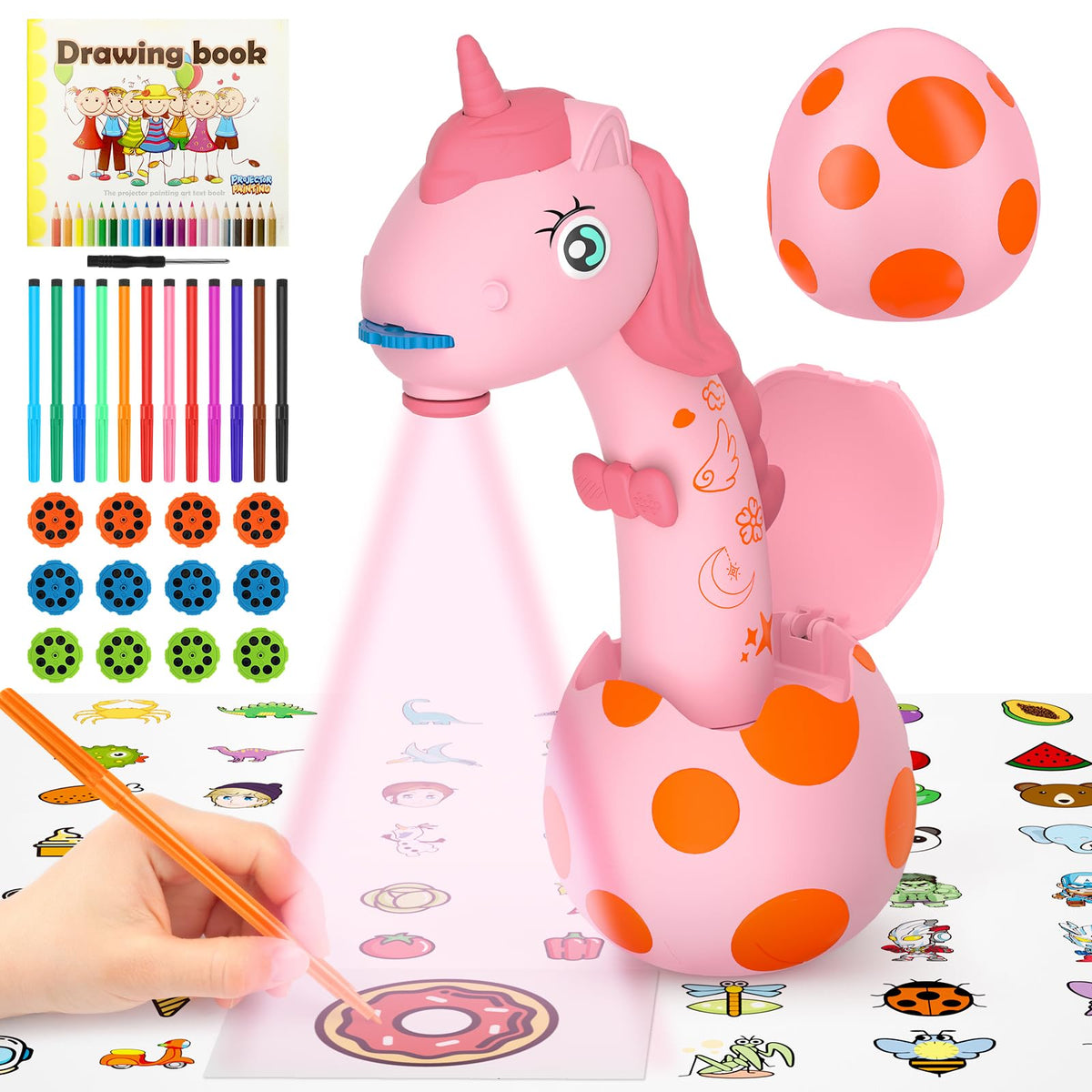 KETIEE Unicorn drawing projector front view guiding kids with clear tracing