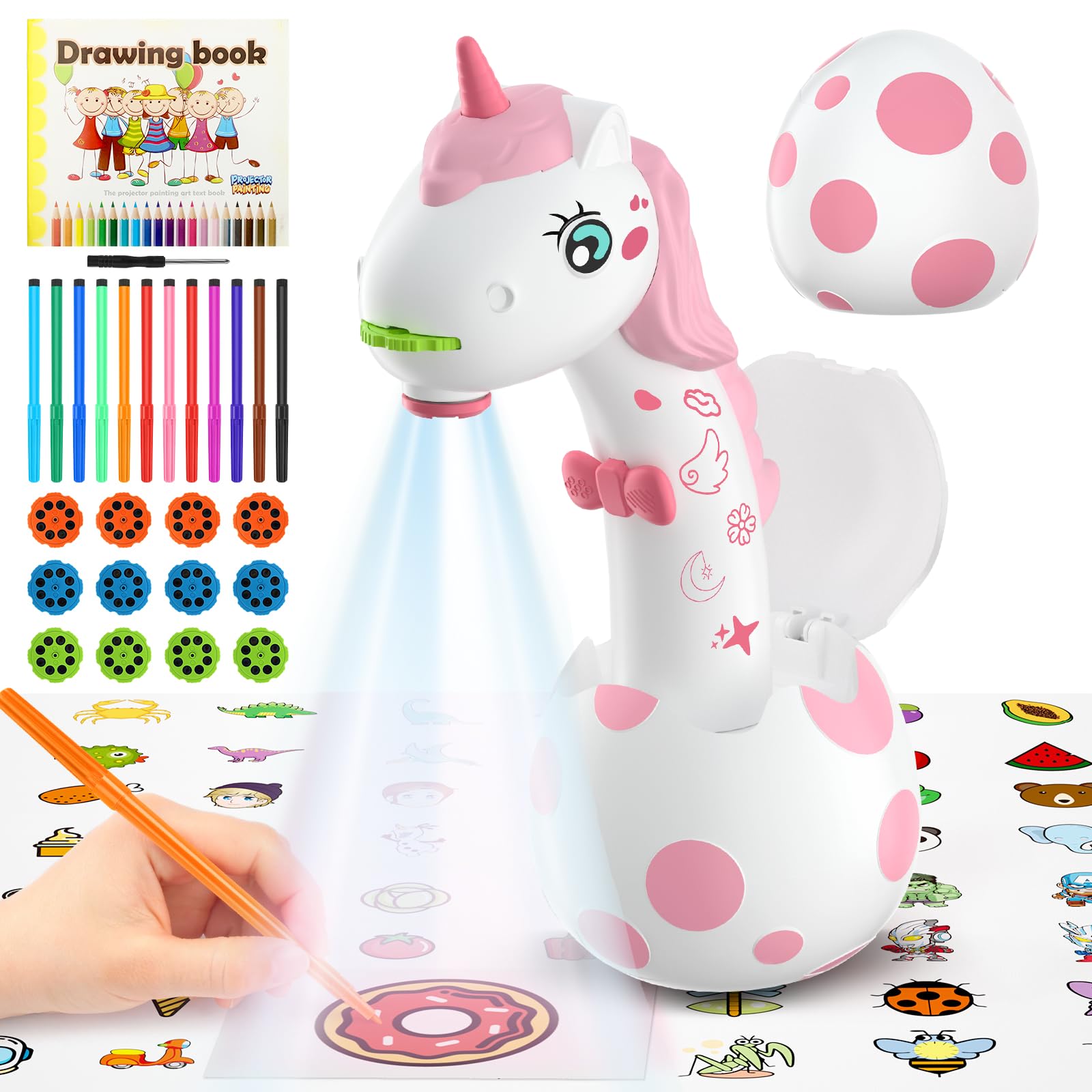 KETIEE Unicorn Drawing Projector setup for easy tabletop tracing and play