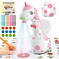 KETIEE Unicorn Drawing Projector setup for easy tabletop tracing and play
