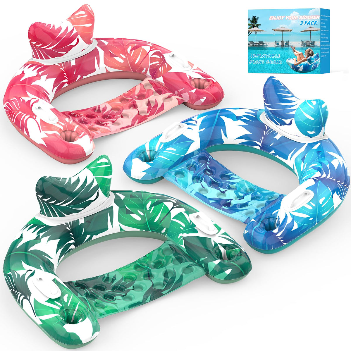 KEUCL pool floats 3-pack chairs provide stable lounging in the water