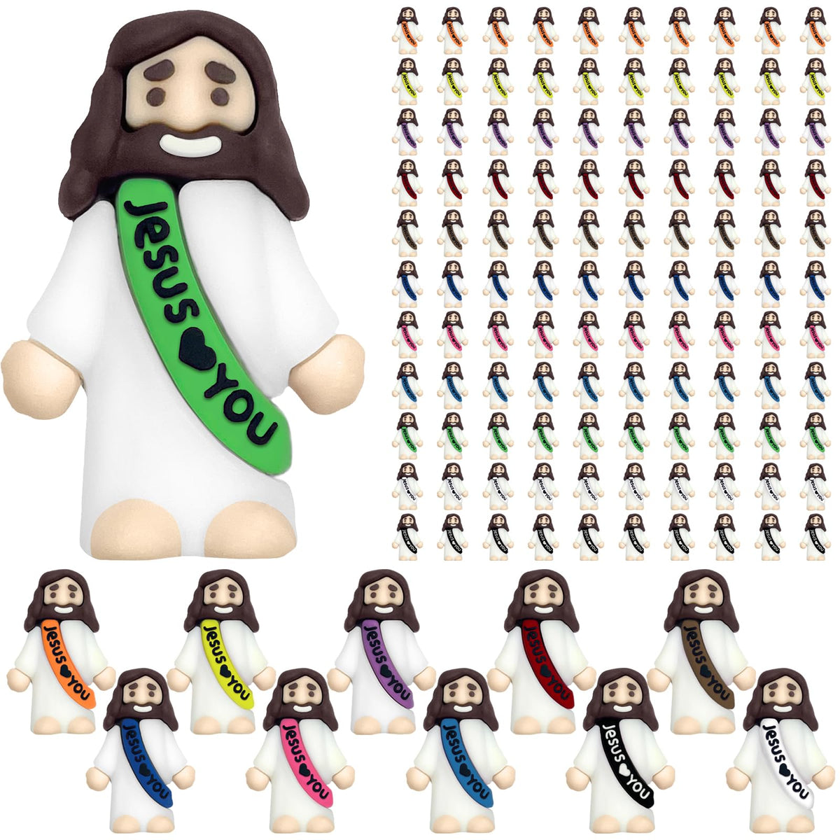 Keway 110 piece mini Jesus figures bulk set for faith based celebrations and gifting