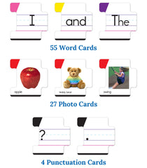 Key Education color-coded word cards aiding parts-of-speech learning