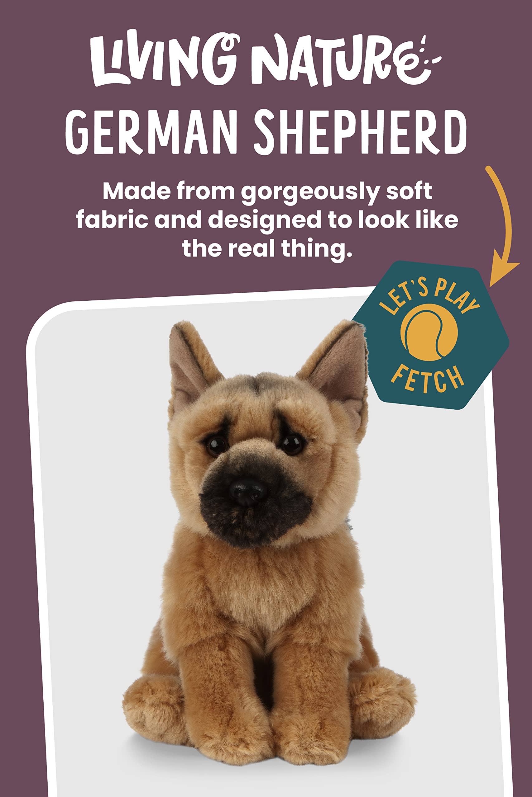 Keycraft Living Nature German Shepherd detailed ears and expression, perfect for imaginative play and storytelling.