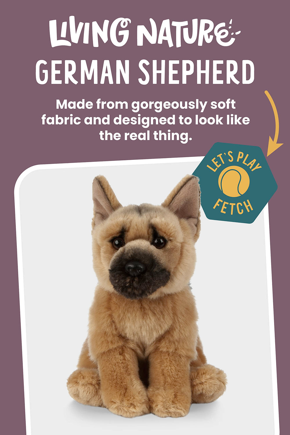 Keycraft Living Nature German Shepherd detailed ears and expression, perfect for imaginative play and storytelling.
