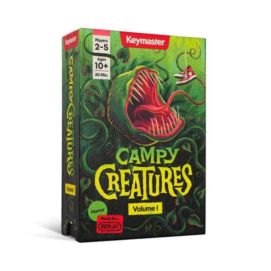 Keymaster Games Campy Creatures Vol. 1 swamp creature poster art for game night atmosphere