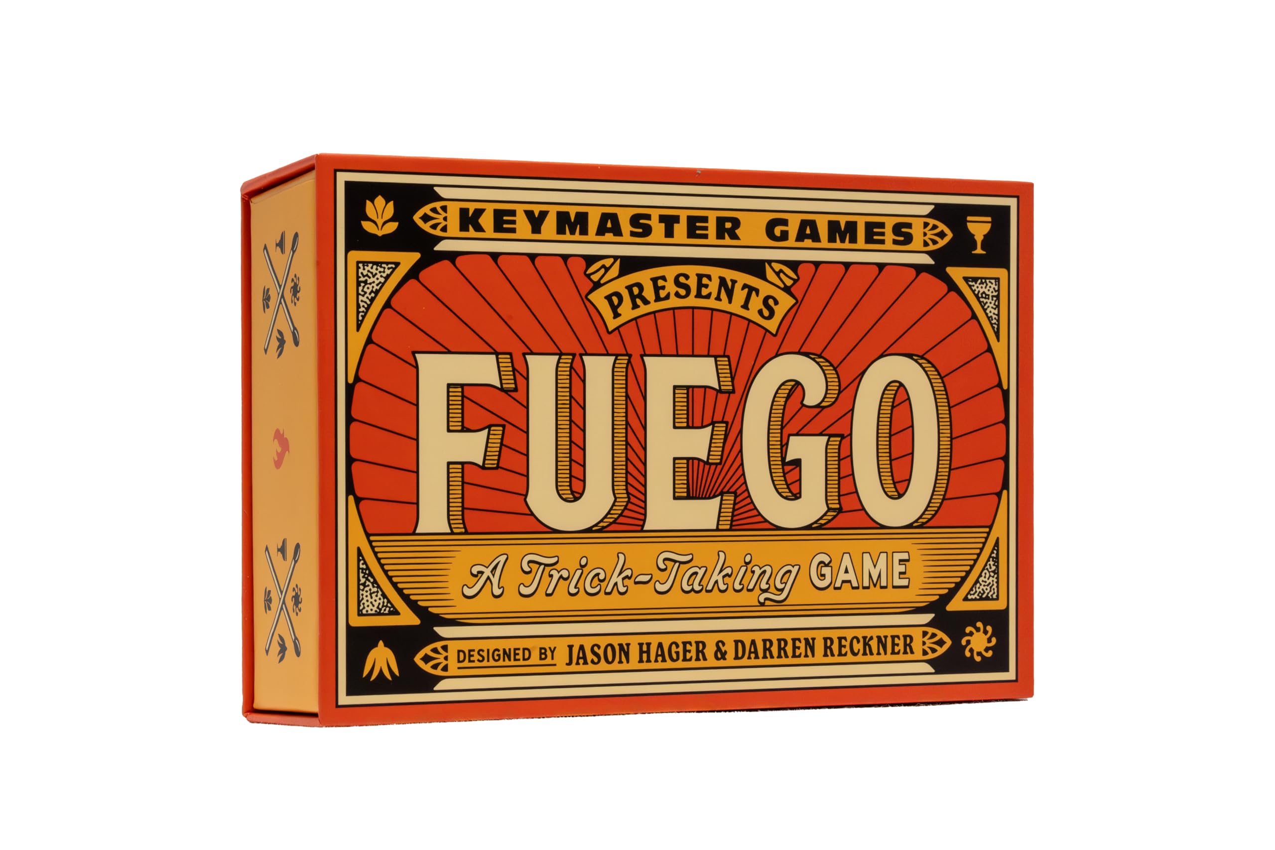 Keymaster Games Fuego card pack on table for quick, social play