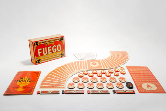 Keymaster Games Fuego flame tokens close-up for strategic scoring