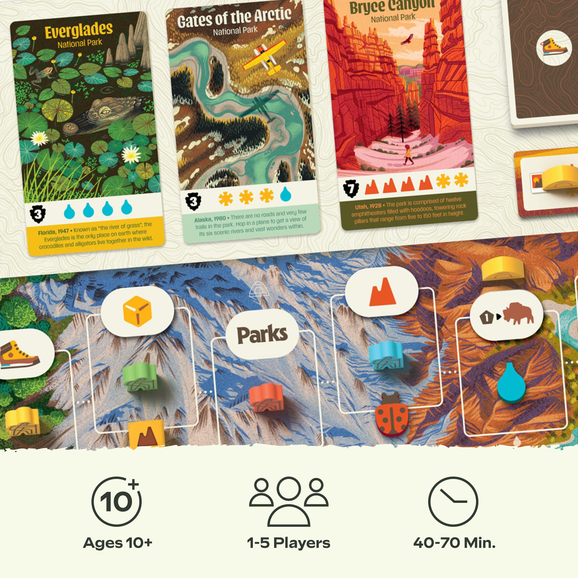 Keymaster Games Parks hikers figurines guiding strategy on trail