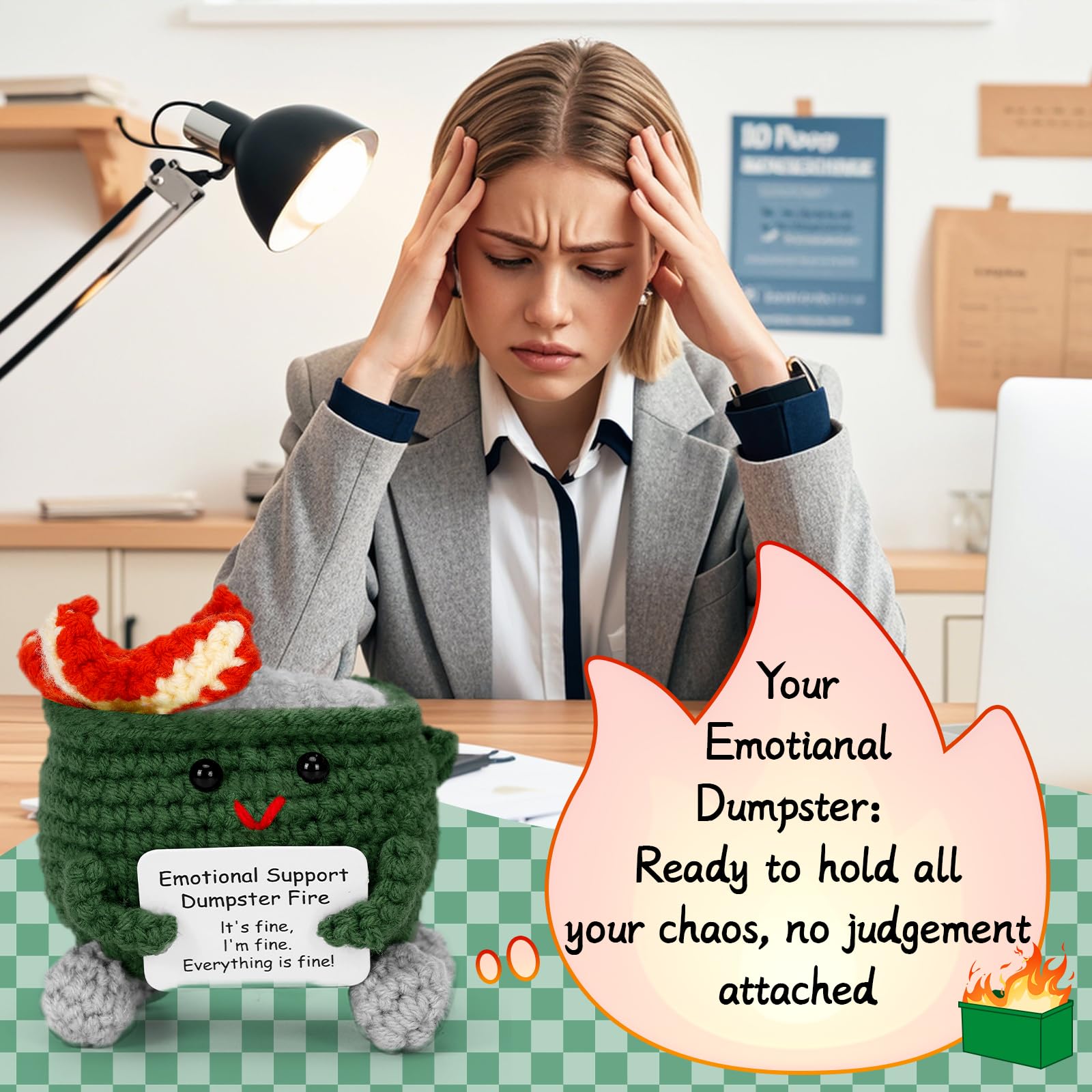 Keyrose bright color dumpster fire crochet enhances any workspace.
