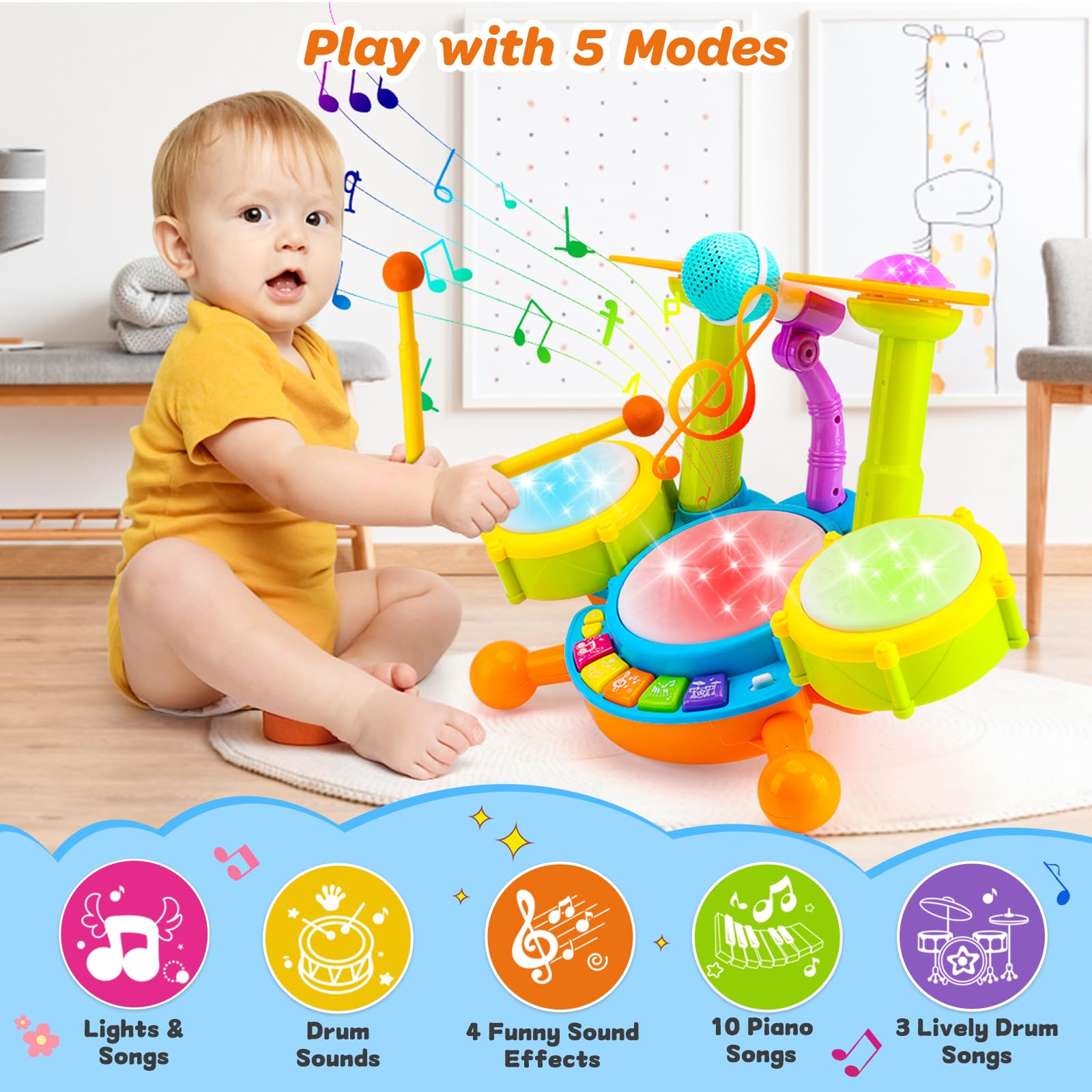 Keysense Lifestyle drum set cymbals offer gentle percussion for creative play.