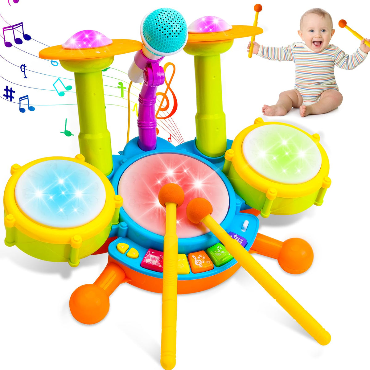 Keysense Lifestyle kids drum set drum pads foster toddler rhythm exploration and coordination.