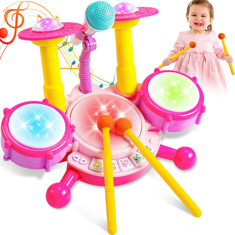 Keysense Lifestyle Kids Drum Set with microphone for interactive play and rhythm exploration.