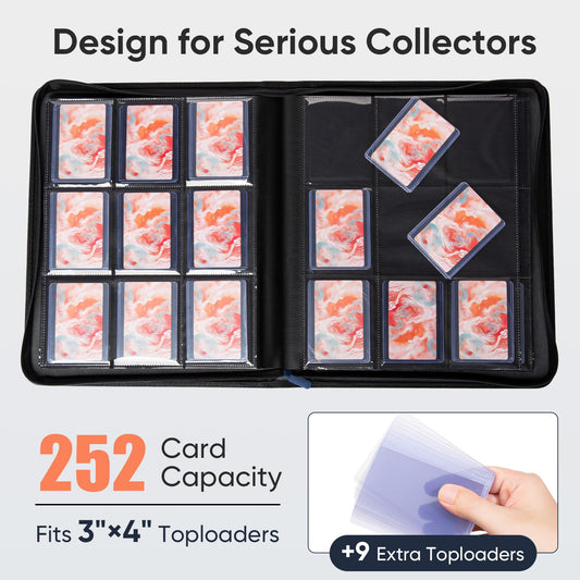 Keyufox binder open pages reveal crystal-clear sleeves for easy viewing.