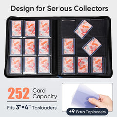 Keyufox binder open pages reveal crystal-clear sleeves for easy viewing.