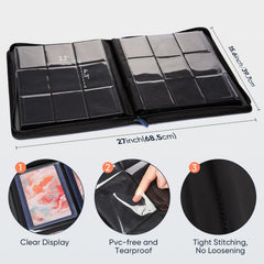 Keyufox binder close-up on zipper protects cards from dust.
