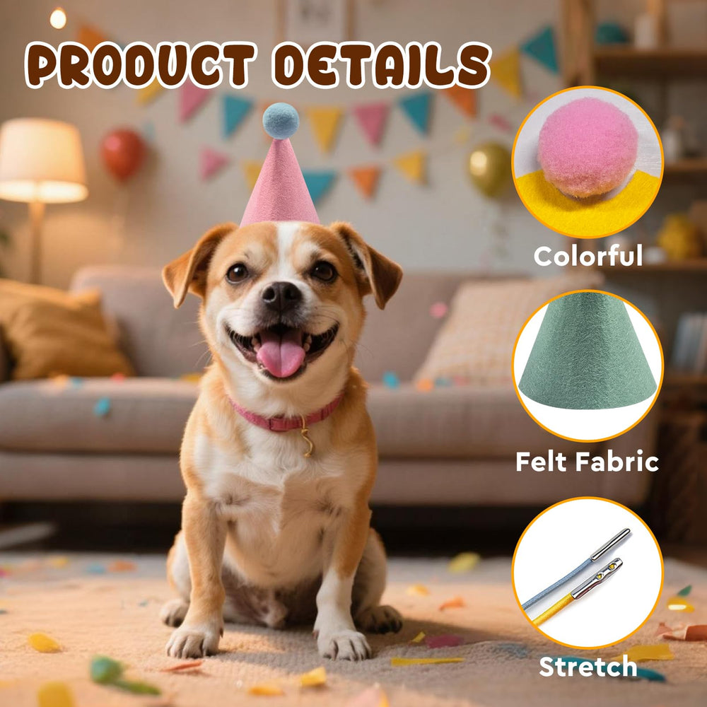 Kezzfpa felt cone hat on plush toy, secure elastic strap for photos