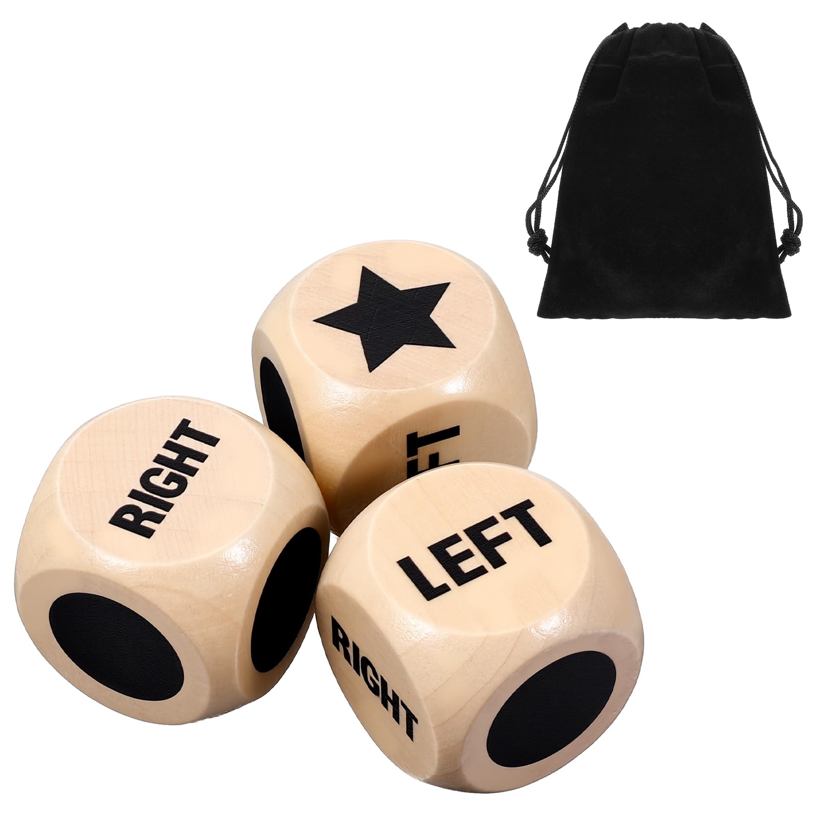 KFHENSOMR wooden dice set for giant left-right-center games, ideal for group play.