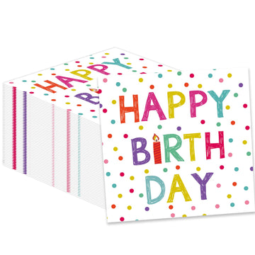 KFJBPB 50-pack birthday napkins with polka dots for festive tables