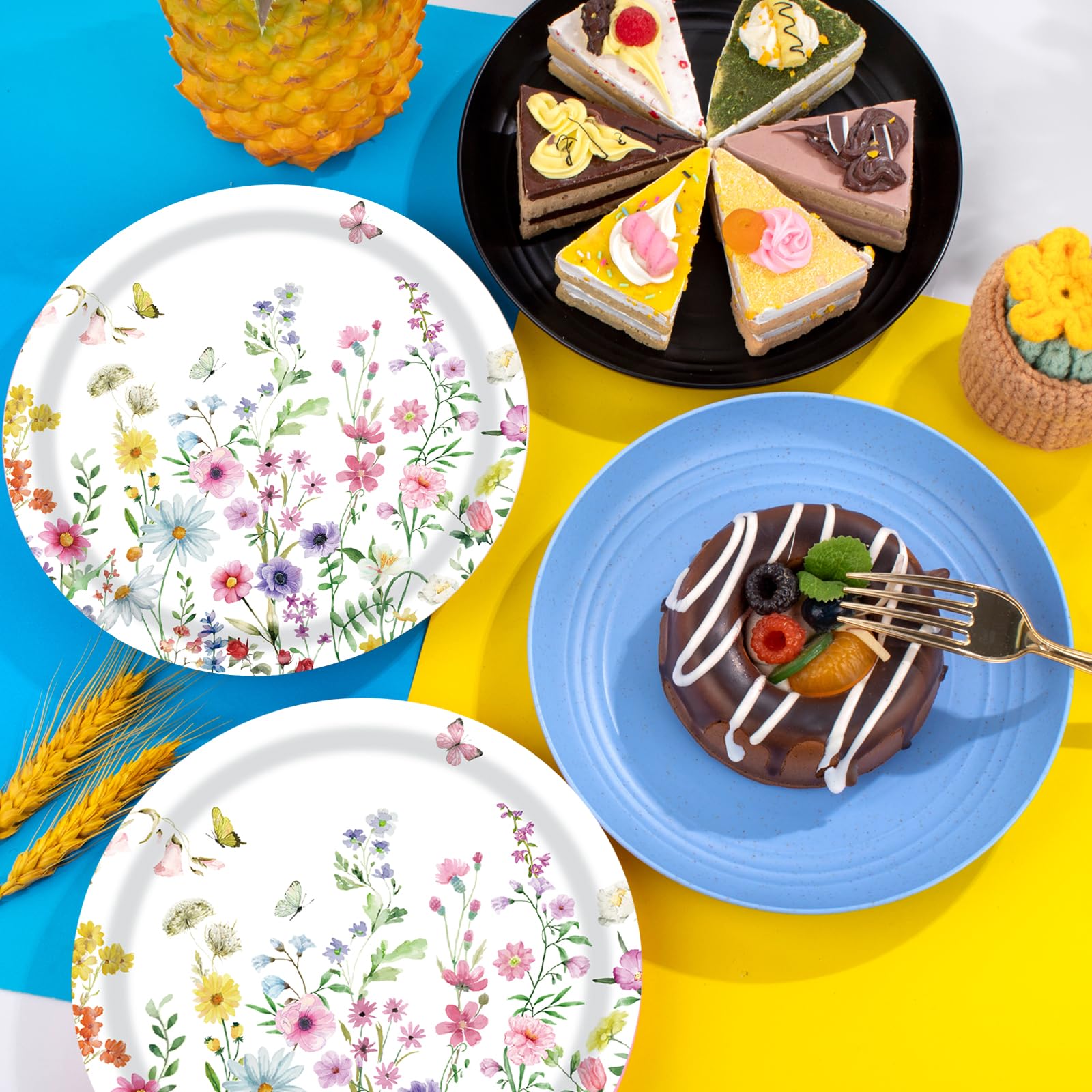 KFJBPB baby shower wildflower tableware in coordinated design.