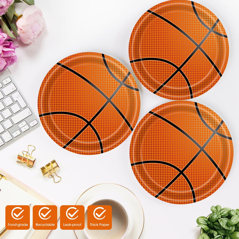 KFJBPB basketball decor collection creates cohesive game-themed party ambiance.