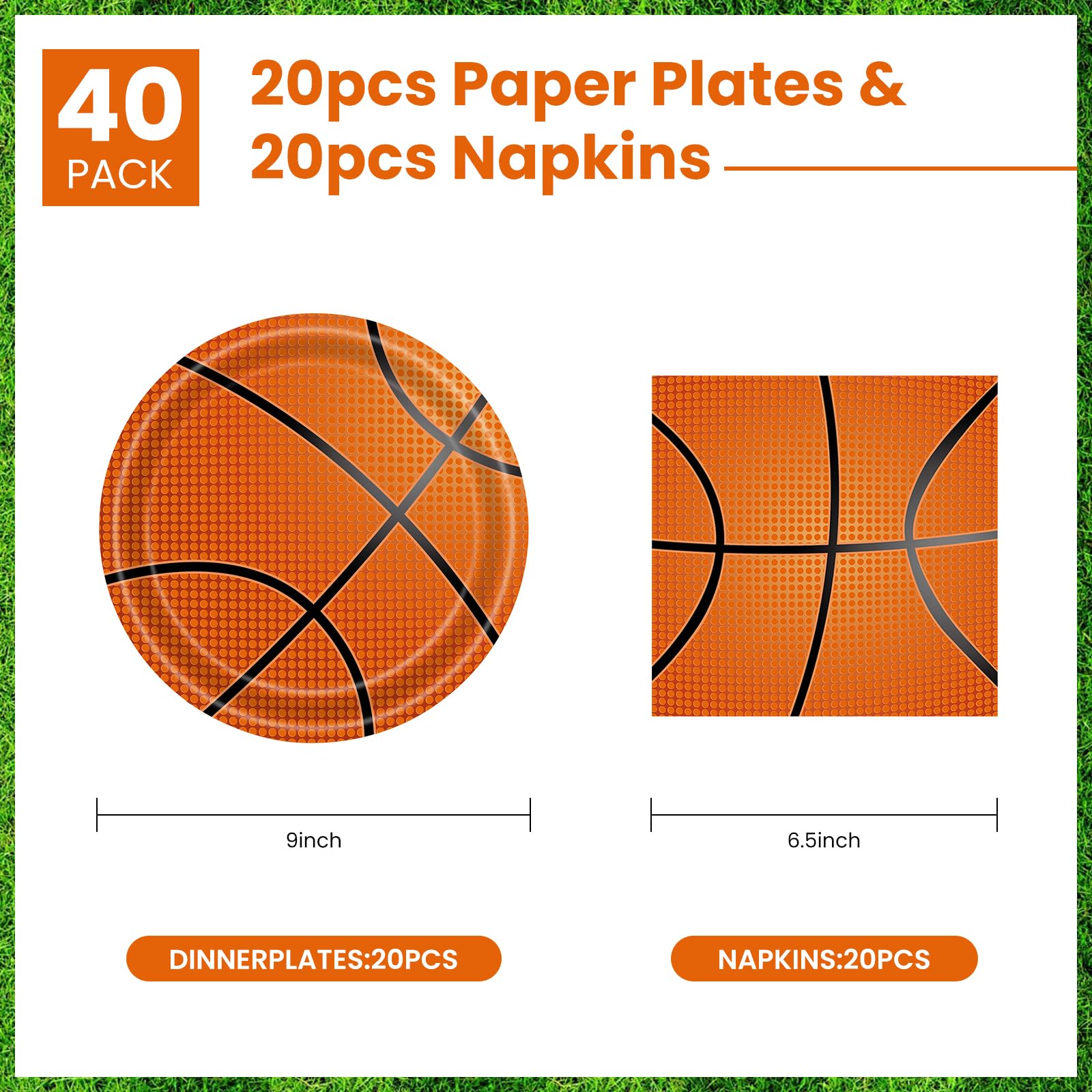 KFJBPB basketball-napkins-pattern on table, quick cleanup after meals.