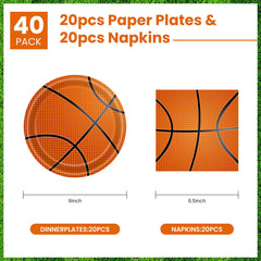 KFJBPB basketball-napkins-pattern on table, quick cleanup after meals.