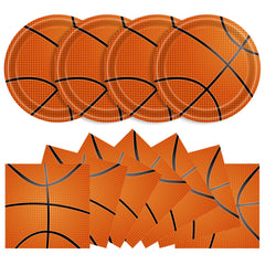 KFJBPB basketball plates 9in on table, sturdy dining for guests.