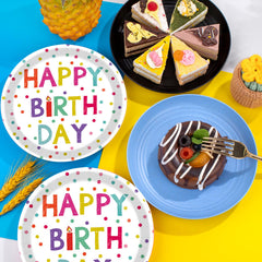 KFJBPB birthday candles-dots design plates for festive ambiance and serving